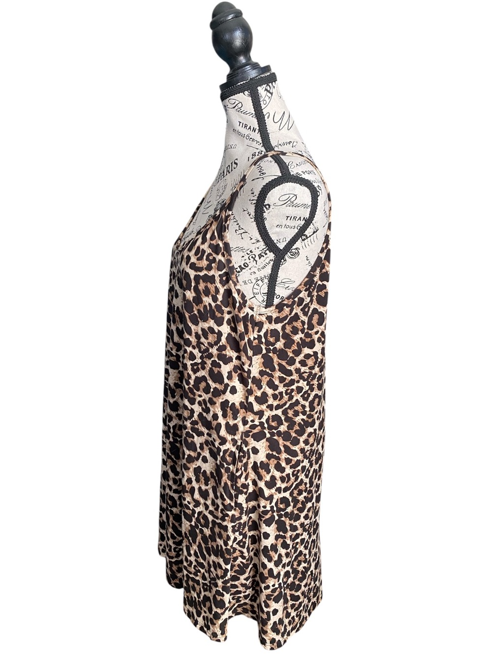 EUC Leopard Print Swing Dress Soft Flowy Spaghetti Strap Pockets Size Large - Picture 8 of 12